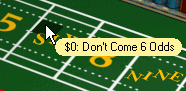 Don't Come Odds Bet