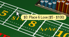 Place 6 Lose Bet